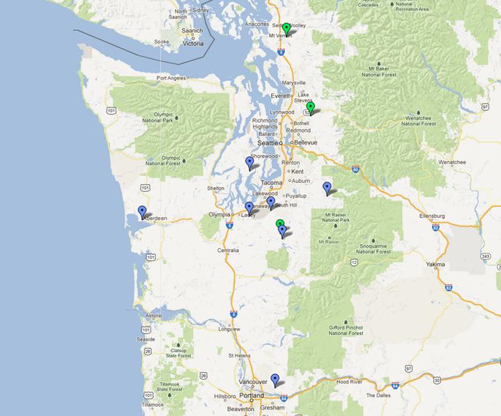 Map: Washington State DOT candidate site locations