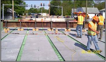 Fig. 12 Adjusting the Girder Camber Prior to Casting the UHPC Joint Fill 