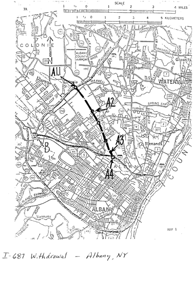Map of Albany, NY I-687 withdrawal