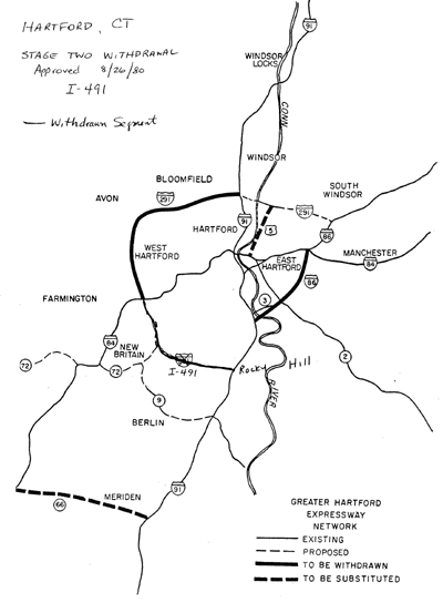 Map of Hartford, Connecticut showing Stage Two withdrawal