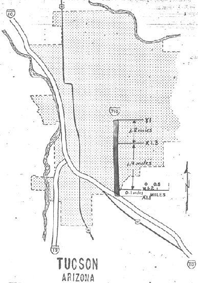 Map of Tucson, Arizona showing proposed I-710