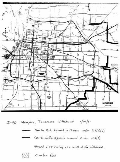 Map of Memphis, TN I-40 withdrawal