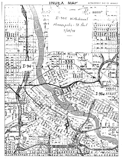Map of Minneapolis-St. Paul I-335 withdrawal