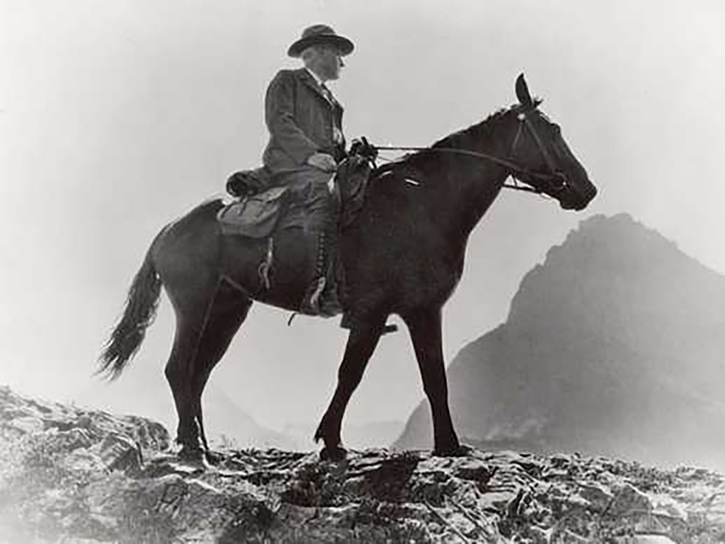 NPS Director Stephen T. Mather, shown here in Glacier National Park, enjoyed traveling the parks on horseback. (National Park Service) NPS Director Stephen T. Mather, shown here in Glacier National Park, enjoyed traveling the parks on horseback. (National Park Service)