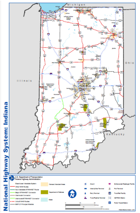 Map: National Highway System in Indiana