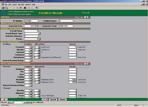 Figure 3. Conditions module. Screen capture.