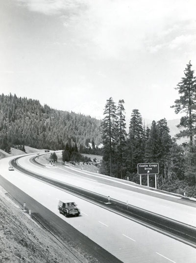 California - A four-lane divided freeway (I-5) together with frontage roads, ramps and connections graded and surfaced with concrete pavement on cement treated subgrade.