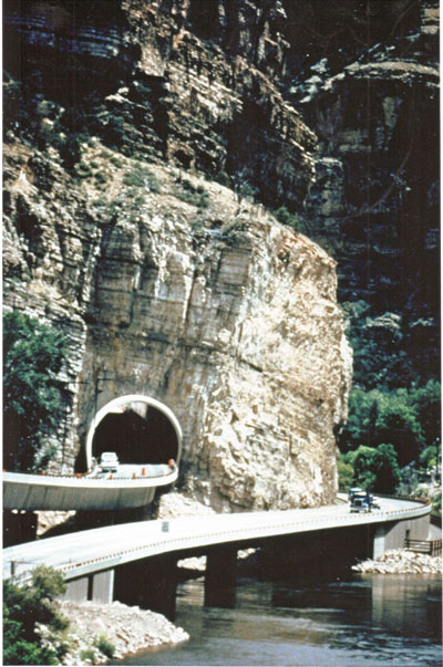  View of I-70 through Glenwood Canyon, Colorado.