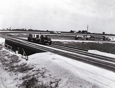 AASHO Road Test Illinois - Traffic over Test Bridge.