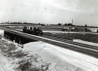 AASHO Road Test - Illinois Traffic over Test Bridge.