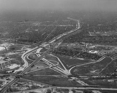 Michigan, Detroit.  Ford Expressway looking NE across connection with Willow Run Expressway