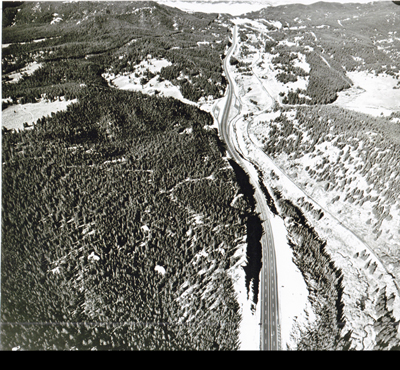 Montana - I-90, Homestake Pass east of Butte. Continental Divide facing west.  Rest Area in upper center.