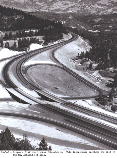 Oregon - Siskiyou Highway interchange.  This interchange provides the exit to the Mt. Ashland ski area.