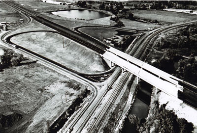 Oregon - Looking westerly at the new Interstate 105 as it crosses over High Banks Road in the Eugene-Springfield area.