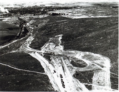 Oregon- One of last major sections of the Interstate system to be completed in Oregon is I-84.  Present plans call for the completion of this freeway on schedule. Here work is shown in progress on the South Baker Interchange.