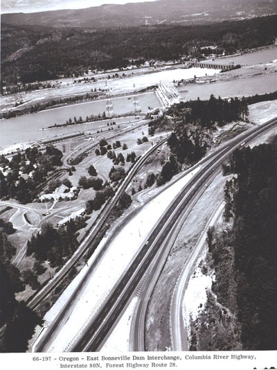 Oregon - Interstate 80N (now I-84), Forest Highway Rt. 28. West of Bonneville Dam interchange, Columbia River Highway.