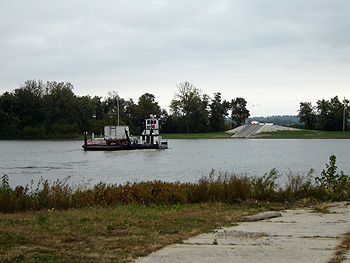 The Kampsville Ferrry crossing on the Illinois River.
