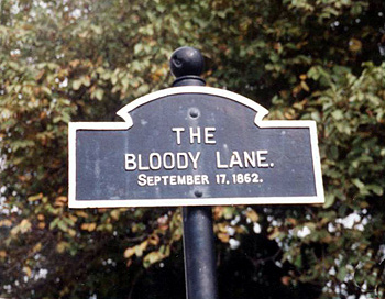 Historical Marker with text, 'The Bloody Lane.  September 17, 1862,
