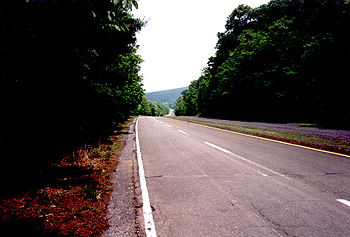 The stretch of pavement between tunnels on the Pennsylvania Turnpike.