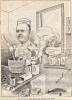Political Cartoon Charles Henry Davis - the caption says 'The savor of the meal did arouse the host'. Cartoon appeared in Better Road and Streets for August 1916. It illustrates how Charles Henry Davis was trying to blend the named trail associations into his national organization.