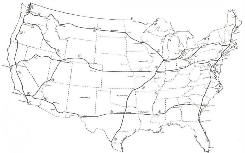 Location of routes selected for study