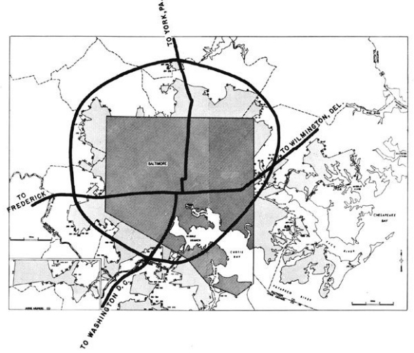 A 1955 Map of Baltimore Urban Area