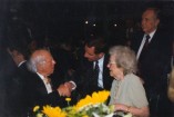 William Hickman of the American Highway Users Alliance, who helped organize the gala, greets Mr. and Mrs. Al Gore, Sr.