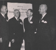Three of the Judges in the General Motors Better Highways Awards competition shown with Albert Bradley, General Motors executive vice president. Left to right: Ned H. Dearborn, commissioner Thomas H. MacDonald, Mr. Bradley and Mr. Tallamy.(click on photo for a larger image)