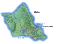 Photo of Hawaii's designated three routes, Identified as H-1, H-2, and H-3 (click on photo to view larger image).
