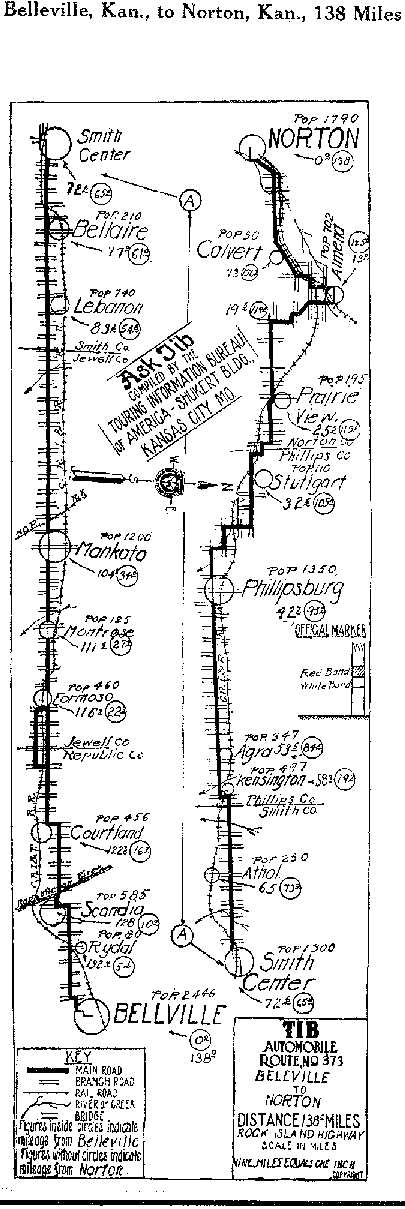 Detailed Section of Pikes Peak Map from Belleville, Kan. to Norton, Kan.