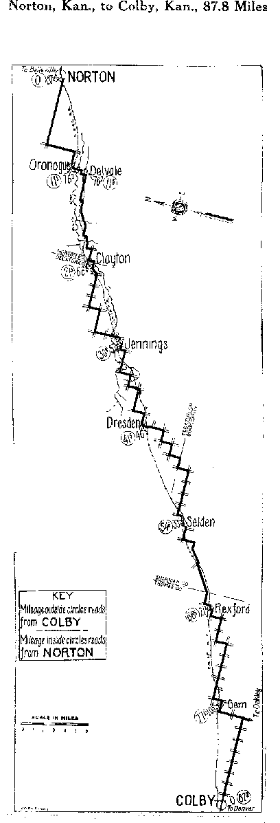 Detailed Section of Pikes Peak Map from Norton, Kan. to Colby, Kan.