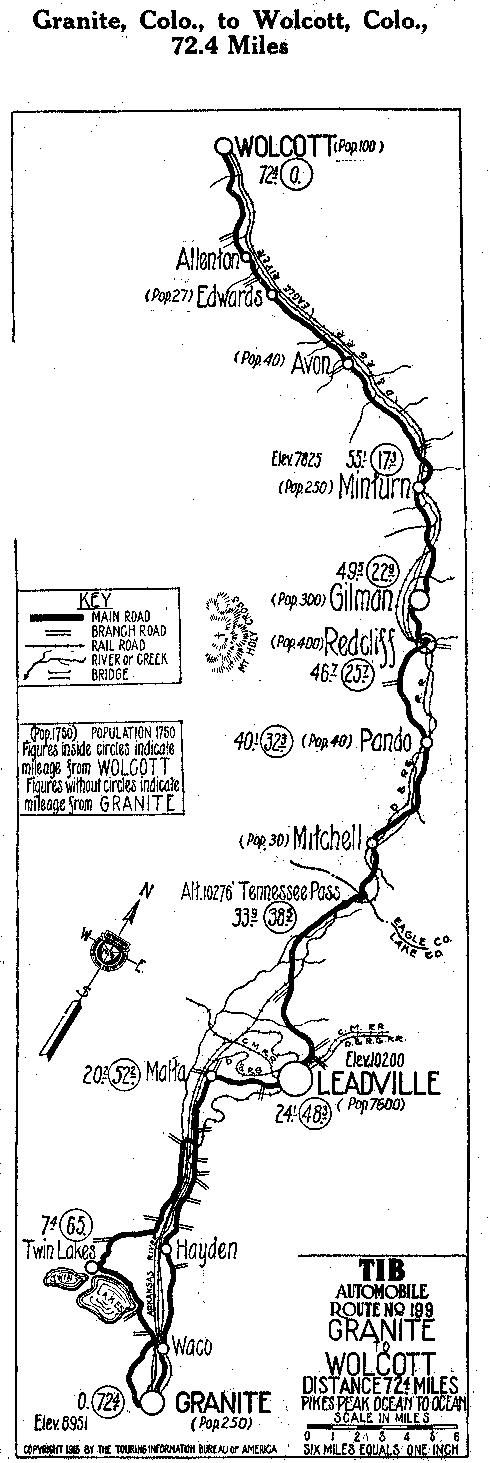 Detailed Section of Pikes Peak Map from Granite, Colo. to Wolcott, Colo.