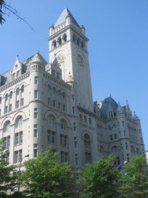 The historic Old Post Office Building on Pennsylvania Avenue at 12th Street was near destruction when preservationists succeeded in saving it.  Today, it is an office building with a food and tourist court on the lower level.  The Victorian bandstand that once stood alongside the building is no longer there.