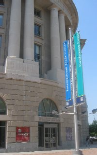 The Ronald Reagan Building and International Trade Center, named after the President who served from 1981 to 1987, was dedicated on May 5, 1998.  At 3.1 million square feet, the Center is the second largest Federal office building in the Nation after the Pentagon (6.5 million square feet).