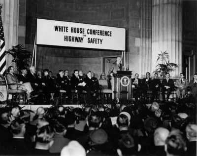 President Eisenhower addresses the White House Conference on Highway Safety on February 17, 1954.  (Courtesy Dwight Eisenhower Library)