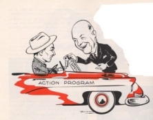Photo: Cartoon from Public Safety (March 1954) coverage of the 1954 White House Conference on Highway Safety.
