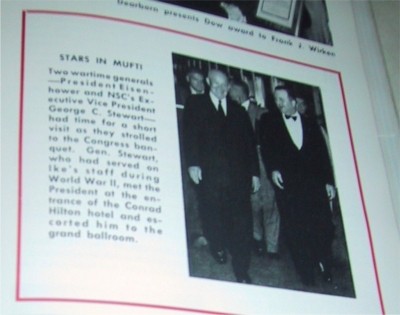 As shown in Traffic Safety magazine, retired General George C. Stewart escorted President Eisenhower to the 1958 National Safety Conference.