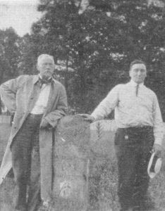 National Old Trails Road - Judge J.M. Lowe and James R. Marker at a Mile Stone west of Columbus, OH