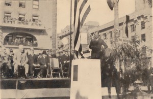 Col. Ed. Fletcher, Vice-President Lee Highway Association, Reading President Coolidge's Message at the Dedication of the Pacific Milestone of Lee Highway in the Plaza, San Diego, California, November 17, 1923