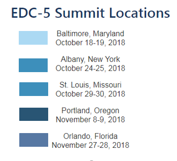 EDC-5 Regional Summit Locations - Fall 2018