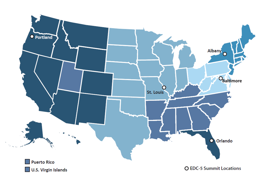 EDC-5 Regional Summit Locations - Fall 2018