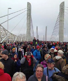 Photo of Ohio River Bridge with people walking across