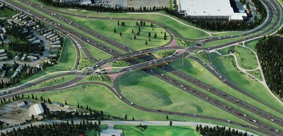 Photo of a diverging diamond interchange in Anchorage, Alaska