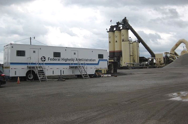 Photo: FHWA’s Mobile Asphalt Testing Trailer conducts tests in Oklahoma.