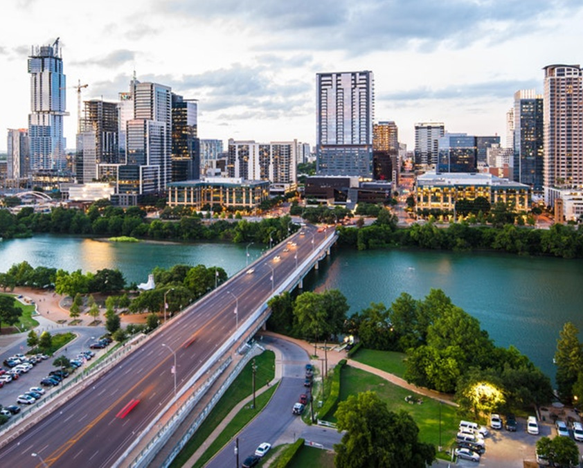 Rendering of Austin, Texas city skyline.