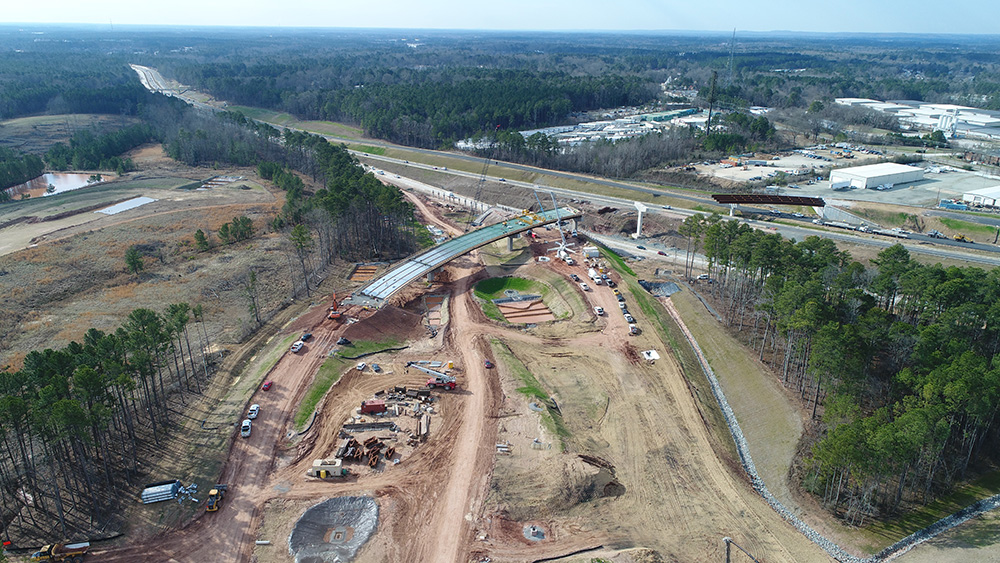 Aerial view of a construction site.