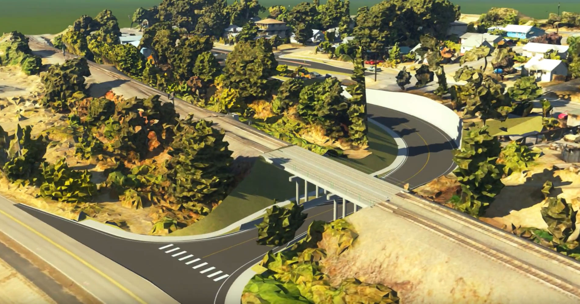 New roundabout and roadway connection combined with reality mesh.
