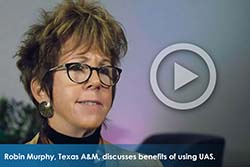 Thumbnail of Robin Murphy, Texas A&M, with a play button graphic overlay- leading to her interview video.