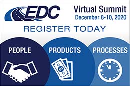 Graphic with text- "EDC Virtual Summit, December 8-10, 2020. Register Today."