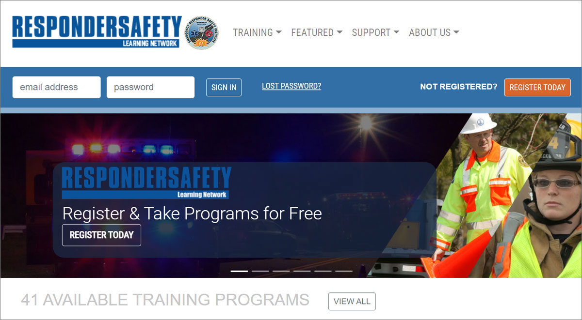 Screen capture of the Responder Safety website.